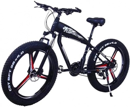 CCLLA Bike 26 Inch 21 / 24 / 27 Speed Electric Mountain Bikes With 4.0" Fat Snow Bicycles Dual Disc Brakes Brakes Beach Cruiser Mens Sports E-bikes (Color : 10Ah, Size : Black-A)