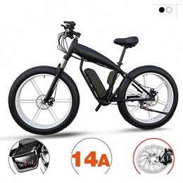 CHXIAN Electric Mountain Bike 26 Inch Electric Fat Bike, Electric Mountain Bike 27 Speeds Beach Cruiser with Smart Display 3 Power Modes Lithium Battery (48V 400W) Hydraulic Brake / Disc Brake (Color : Black-C, Size : 14A)