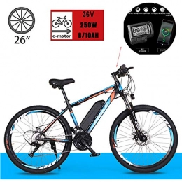 CHJ Electric Mountain Bike 26-Inch Electric Mountain Bike, Lithium Battery 8AH / 10AH, 36V250W Motor, Three Modes to Choose From, Suitable for Men and Women All-Terrain Off-Road, 21 speed 8AH