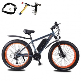 CHXIAN Electric Mountain Bike 26 Inch Fat Tire Electric Bike, 350 W Mountain Electric Bicycle with LED Headlights and Removable Lithium Battery 27 Speed Adjustable Disc Brake (Color : Gray, Size : 8Ah)