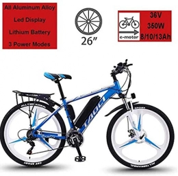 Painting Electric Mountain Bike 26-Inch Magnesium Alloy LEC Liquid Crystal Display Electric Bicycle Removable Lithium-Ion Battery Off-Road Adult Variable Speed Car BXM bike (Color : Blue, Size : 10AH)