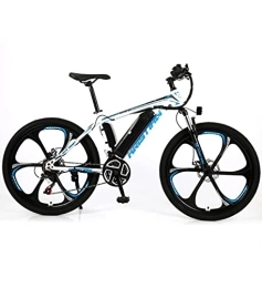 makeups1 Electric Mountain Bike 26 Inch Mountain Electric Lithium Battery Adult Variable Speed Off-Road Custom Power-Assisted Bicycle-white_blue_21-speed