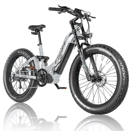 Cyrusher Electric Mountain Bike 26inch Aluminum Frame Electric Bike For Adults, Trax Mountain Ebike 250W 52V 20Ah 1040wh, 4" All-Terrain Fat Tire, Shimano 9-Speed Rear, Full Air Suspension, (Grey)