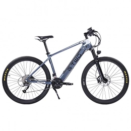 GTWO Electric Mountain Bike 27.5 Inch Electric Carbon Fiber Bike, adpopt 350W Motor, Pneumatic Shock Absorber Front Fork, 27 Speed Mountain Bicycle (Grey White, 9.6Ah)