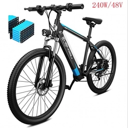 SHOE Electric Mountain Bike 27 Speeds 48V Mountain Bike Electric Bikes for Adult, Magnesium Alloy Ebikes Bicycles All Terrain, 26" 240W Removable Lithium-Ion Battery Mountain Ebike for Mens, black blue