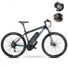 PXQ Electric Mountain Bike 27 Speeds Off-road Bicycle 26 / 27.5Inch Electric Mountain Bike with ZBL-18650 48V 10Ah Power Lithium Battery and LCD 5-speed Smart Meter, Dual Disc Brakes and Shock Absorber E-bike, Blue, 26Inch