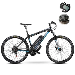 PXQ Electric Mountain Bike 27 Speeds Off-road Bicycle 26 / 27.5Inch Electric Mountain Bike with ZBL-18650 48V 10Ah Power Lithium Battery and LCD 5-speed Smart Meter, Dual Disc Brakes and Shock Absorber E-bike, Blue, 27.5Inch