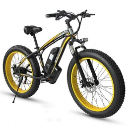 TANCEQI Electric Mountain Bike 48V 350W Electric Bike Electric Mountain Bike 26Inch Fat Tire E-Bike Hybrid Bicycle 21 Speed 5 Speed Power System Mechanical Disc Brakes Lock Front Fork Shock Absorption, Yellow