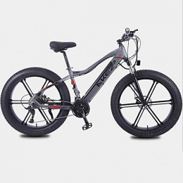 WXX Bike Adult Electric Bicycle, Aluminum Alloy 26"Mountain Bicycle, Thick Wheel Snow Bicycle, 36V 10AH 350W Hidden Detachable Lithium Battery Bicycle, Gray