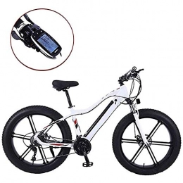 WXX Bike Adult Electric Bicycle, Aluminum Alloy 26"Mountain Bicycle, Thick Wheel Snow Bicycle, 36V 10AH 350W Hidden Detachable Lithium Battery Bicycle, White