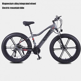 WJSW Bike Adult Fat Tire Electric Mountain Bike, 36V 10Ah Li-Battery 350W Snow Bikes, 27speed Aluminum Alloy Beach Bicycle, 26 Inch Mium Alloy Integrated Wheels
