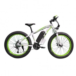 AYHa Electric Mountain Bike AYHa Adult Snow Electric Bicycle, 4.0 Fat Tire Electric Bicycle Professional 27 Speed Disc Brake 48V15Ah Lithium Battery Suitable for 160-190 cm Unisex, White Green, 48V15AH350W