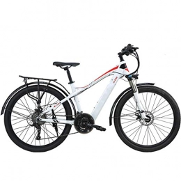 AYHa Bike AYHa Adults Mountain Electric Bike, 27.5 inch Travel E-Bike Dual Disc Brakes with Mobile Phone Size LCD Display 27 Speed Removable Battery City Electric Bike, White red, A 7.6AH