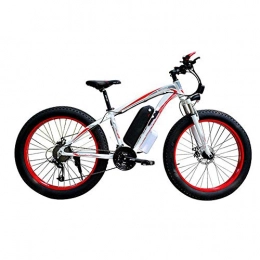 AYHa Electric Mountain Bike AYHa Electric Bicycle Snow, 4.0 Fat Tire Electric Bicycle Professional 27 Speed Transmission Gears Disc Brake 48V15Ah Lithium Battery Suitable for 160-190 cm Unisex, White red, 48V15AH500W