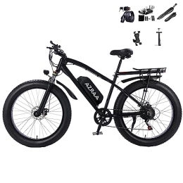AZRAA Electric Mountain Bike AZRAA Fat Tire Electric Bike 26x4.0 Inch Mountain Aluminum eBike 48V 10.5Ah Removable Lithium-Ion Battery for Adults