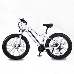 BAHAOMI Bike BAHAOMI Electric Bike 26" 27 Speed Adults Electric Mountain Bicycle Double Disc Brakes City Commute Ebike Fat Tire Snowmobile Hidden Removable Lithium Battery E-Bike, White, 48V 750W