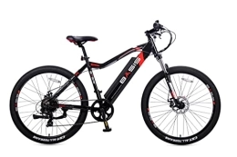 Basis Electric Mountain Bike Basis Beacon Electric Mountain Bike 19" Frame Shimano Equipped Hardtail E-MTB, 27.5" Wheel Lightweight Alloy Frame with 14Ah 36V Semi-Integrated Battery, 250W motor, LCD Display, Black Red