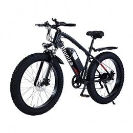 Bluniza Electric Mountain Bike Bluniza 26” Electric Mountain Snow Bike - Fat Tire Bicycle 500W Powerful Motor Electric Bicycle with 48V 12AH Lithium Battery, Beach Mountain E-bike, 7 Speed Transmission Gears for Adults - Black