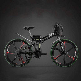 BNMZX Bike BNMZX Electric Folding Bike City Mountain Bike Adult Moped, 48v Lithium Battery 26 Inch Power Battery Car, Black-Three-knife wheel