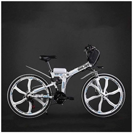 BNMZX Bike BNMZX Electric Folding Bike City Mountain Bike Adult Moped, 48v Lithium Battery 26 Inch Power Battery Car, White-Three-knife wheel