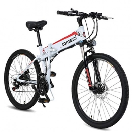BNMZXNN Electric Mountain Bike BNMZXNN 26 inch electric folding bicycle city male / female bicycle road bike double suspension 48V10ah 300W motor, aluminum alloy frame, double brake, White-Retro wheel