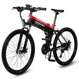 BNMZXNN Electric Mountain Bike BNMZXNN Folding electric bicycle, mountain bike shifting power, 48V10ah lithium battery bicycle, adult 26 inch 240W double disc brake electric vehicle, Red vintage wheel-48V10ah