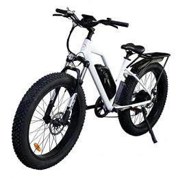 bzguld Electric Mountain Bike bzguld Electric bike Electric Mountain Bike 750W 26'' Fat Tire Commuter Ebike with Rear Shelf 28 MPH Adults Electric Bicycle With Removable 48V 13Ah Lithium Battery 7 Speed Gears (Color : White)
