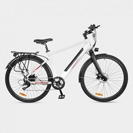 HWOEK Electric Mountain Bike City Commuter Electric Bicycle, 360W Motor 6 Speed Dual Disc Brakes 27 Inches Adults Aluminum Alloy Variable Speed E Bike 36V Removable Hidden Battery, White, A 10AH