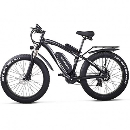 CJH Bike CJH Bicycle, Bike, Mountain Bike, Electric Off-Road Bikes Fat Bike 26 4.0 Tire E-Bike 1000W 48V 17Ah Electric Mountain Bike with Rear Seat(Black), Black