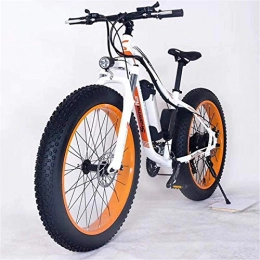 Clothes Bike CLOTHES Electric Mountain Bike, 26" Electric Mountain Bike 36V 350W 10.4Ah Removable Lithium-Ion Battery Fat Tire Snow Bike for Sports Cycling Travel Commuting, Bicycle (Color : White Orange)