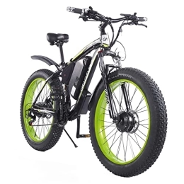 Clydpee Bike Clydpee Electric Bike, Commuter Electric Mountain Bike with 26" Fat Tires Dirt Ebike, Adults Electric Bicycle Shimano 21 Speed Suspension Fork Hydraulic Brakes - BlackGreen