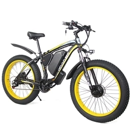 Clydpee Electric Mountain Bike Clydpee Electric Bike, Commuter Electric Mountain Bike with 26" Fat Tires Dirt Ebike, Adults Electric Bicycle Shimano 21 Speed Suspension Fork Hydraulic Brakes - BlackYellow