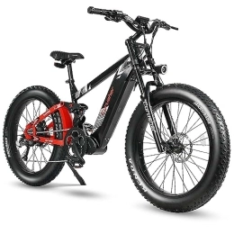 Cyrusher Bike Cyrusher 26" Electric Bike For Adults, Ranger Mountain bike, 250W 52V 20Ah Long Range, 6061 Aluminum frame, Dual Shock Absorber, 4" Fat Tire, (Black)