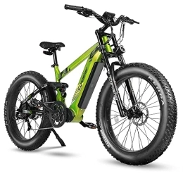 Cyrusher Bike Cyrusher 26" Electric Bike For Adults, Ranger Mountain bike, 250W 52V 20Ah Long Range, 6061 Aluminum frame, Dual Shock Absorber, 4" Fat Tire, (Green)