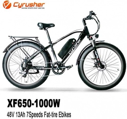 Cyrusher Electric Mountain Bike Cyrusher XF650 Electric Bike 1000W Mountain Bike 26 * 4inch Fat Tire Bikes 7 Speeds Ebikes for Adults with 13Ah Battery (Green)