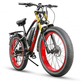 Cyrusher Bike Cyrusher XF650 Motorcycle Style Electric Bike 750W Bafang Motor 7 Speeds Fat Tire Electric Mountain Snow Beach Bike for Adults Hydraulic Disc Brakes with 17Ah Lithium Battery (Red)