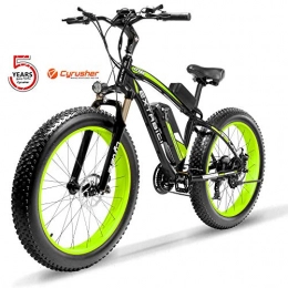 Cyrusher Electric Mountain Bike Cyrusher XF660 1000W Motor 48v 13ah Battery Electric Mountain Bike 26 inch Fat Tire Snow Bike Pedals with Disc Brakes and Suspension Fork Removable Lithium Battery (Green)