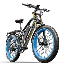 cysum Electric Mountain Bike Cysum 26 * 4.0" Fat Tire Electric Bike Full suspension Electric Bicycles, All Terrain ebike 48V*17Ah Li-Battery, Dual hydraulic disc brakes (BLUE)