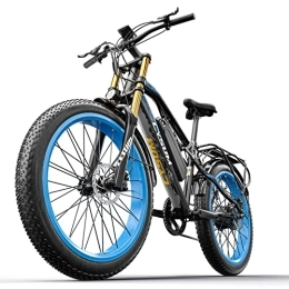 cysum Bike cysum CM900 Plus Electric Bike Electric Mountain Bike for Adult Man Woman 26'' Fat Ebike 48v 17ah Battery Shimano 9 Speed Electric Bicycle (black blue)