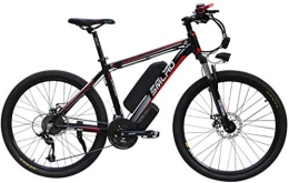 Dirty hamper Mountain Bike 26-Inch Double-Disc Brake Removable Large-Capacity Lithium-Ion Battery (48V 10AH) Bicycle 21-Speed Gear Three Working Modes (Color : Black Red)