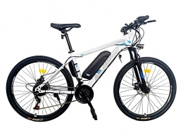 Easy-Try Electric Mountain Bike Easy-Try Woman Budget e-Bike 250w 10.4Ah 36v 15mph 30 miles range - White and Blue Girls Electric Bike Pedal Assist Bicycle