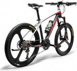 RDJM Bike Ebikes, 26'' Electric Bike Carbon Fiber Frame 300W Mountain Bikes Torque Sensor System Oil And Gas Lockable Suspension Fork City Adult Bicycle E-bike (Color : Black Red)