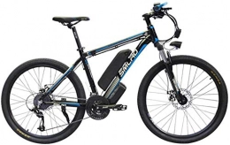 RDJM Electric Mountain Bike Ebikes, 26'' Electric Mountain Bike Brushless Gear Motor Large Capacity (48V 350W 10Ah) 35 Miles Range and Dual Disc Brakes Alloy Electric Bicycle (Color : Black Blue)