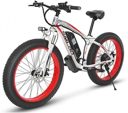 RDJM Electric Mountain Bike Ebikes, 26'' Electric Mountain Bike with Removable Large Capacity Lithium-Ion Battery (48V 17.5ah 500W) for Mens Outdoor Cycling Travel Work Out And Commuting (Color : White Red)