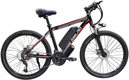 RDJM Electric Mountain Bike Ebikes, 26-inch Adult Electric Bike, 27-Speed-Dating Removable Battery Mountain Bike 48V10AH350W, with LCD Meter and Headlight Commuter Men's Electric Cross-Country Bike (Color : Black Red)