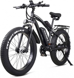 RDJM Electric Mountain Bike Ebikes, Adult Electric Off-Road Bikes Fat Bike 26 4.0 Tire E-Bike 1000w 48V Electric Mountain Bike with Rear Seat and Removable Lithium Battery (Color : Black, Size : 1000W17Ah)
