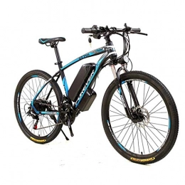 Edman Electric mountain bike, front and rear double disc brakes, front fork shock absorption, 26-inch high-carbon steel frame, adult men and women assisted riding-Black blue