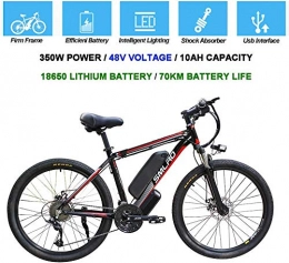 NAYY Electric Mountain Bike Electric Bicycles for Adults, 360W Aluminum Alloy Ebike Bicycle Removable 48V / with 10Ah Lithium-Ion Battery Mountain Bike / Smart Mountain Bike (Black Red, 26inx17in)
