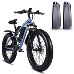 Electric oven Electric Mountain Bike Electric Bike 1000W for Adults 26 Inch Fat Tire Electric Bike Aluminum Alloy Outdoor Beach Mountain Bike Snow Bicycle Cycling (Color : Blue-2 batterys)