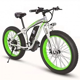 Electric Bike 21 Speed Mountain Electric Bicycle 26" Adults Fat Tire E-Bike All Terrain Snow Cross-Country Electric Bike Front And Rear Disc Brakes Lithium Battery,White green,48V 10Ah